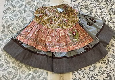 Matilda Jane Apron Skirt Size 2 Westside Gretta Calico Pink Brown Blue Floral • $20.99