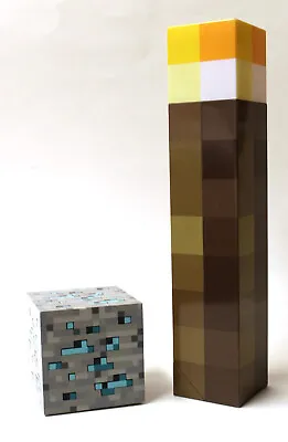 ThinkGeek Minecraft Light-Up Torch And Light-Up Diamond Ore Blue Block • $19.85