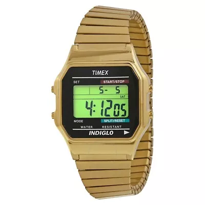 Timex T78677 Men's Digital Goldtone Expansion Watch Alarm Indiglo Chrono • $36.40