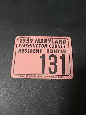 Vintage 1959 Maryland Washington Co. Hunting Permit • $9.99