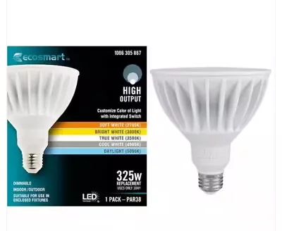 EcoSmart 325Watt Equivalent PAR38 Dimmable Flood LED Light Bulb/Selectable Color • $23.23