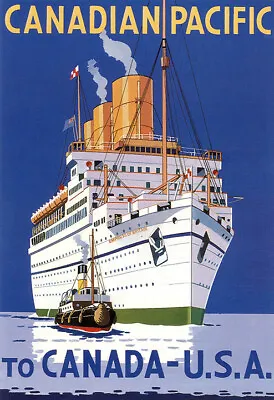 Canadian Pacific (To Canada - U.S.A) Vintage Travel Poster • $18