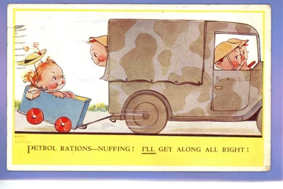 £0.99 • Buy Old 1940 Postcard Signed Mabel Lucie Attwell Army Truck Pulling Girl In Trolley