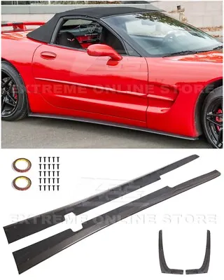 For 97-04 Corvette C5 | ZR1 Style Carbon Fiber Side Skirts Rocker Panel Pair • $329.98