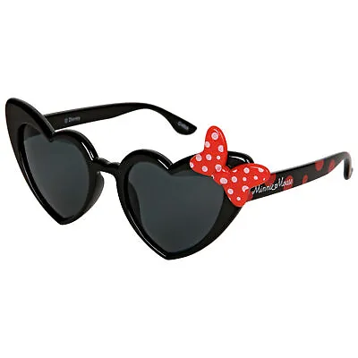 Disney Minnie Mouse Heart Shaped Polka Dot Print Sunglasses With Bow Black • £19.28