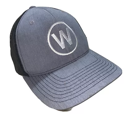 Circle W Monogrammed “W”  White Logo Gray Black Mesh Baseball Cap Hat Snapback • $11.90