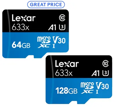 For Dash Cam Lexar 64GB 128GB Micro SD XC Class 10 A1 U3 Memory Card • £4.99