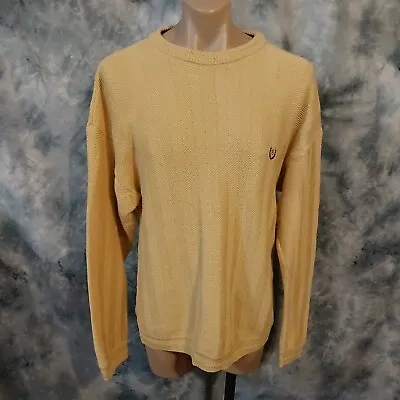 VTG Chaps Ralph Lauren Mens Yellowish Hand Framed Knit Crew Neck Sweater XL • $24.99