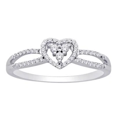$691.05 • Buy 10 KT White Gold 1/6 CTTW Diamond Heart Ring