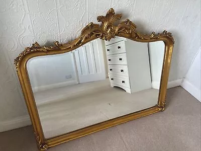 Large Ornate LAURA ASHLEY Mirror “PATRICIA” GOLD Gilt Over Mantle Bevelled Edge • £90