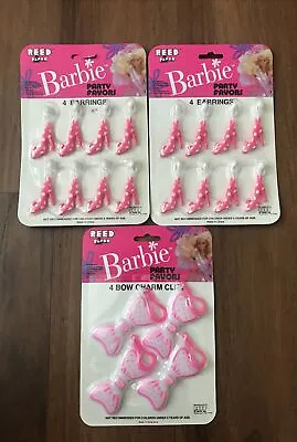 Vintage Barbie Party Favors Lot Reed Paper 1990 NOS SEALED Earrings Bow Charms • $19.99