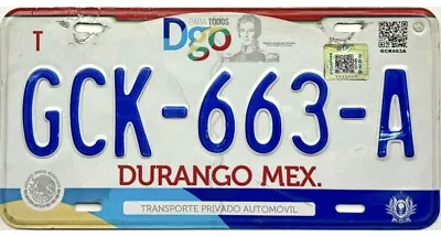 *99 CENT SALE*  2009 Base Durango Mexico License Plate #GCK-663-A No Reserve • $1.79