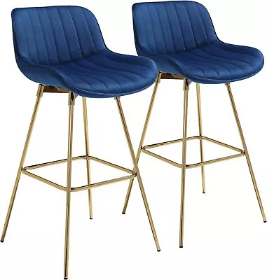 Fat Ant Velvet Counter Height Bar Stools Set Of 2 Swivel 2PCS Blue  • $277.45