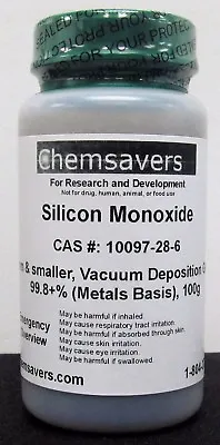 $91 • Buy Silicon Monoxide, Granules 15mm & Smaller, Vacuum Deposition Grade, 99.8+%, 100g