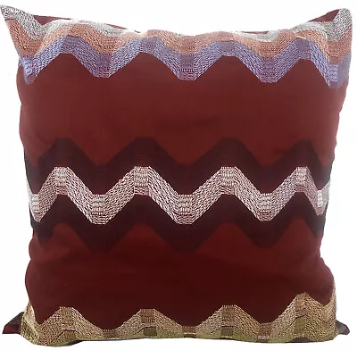 MISSONI HOME CUSHION COVER EMBROIDERED COTTON SATEEN 40x40cm 16x16  HILLY 732 • £85