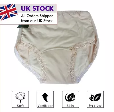 £8.99 • Buy Women Ladies Cotton INCONTINENCE Pants WASHABLE WITH PAD Briefs Knickers UK
