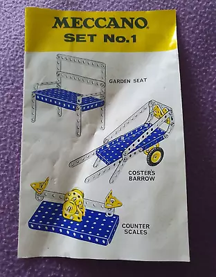 Vintage Meccano Instructions Set No.1 - 1977 • £1