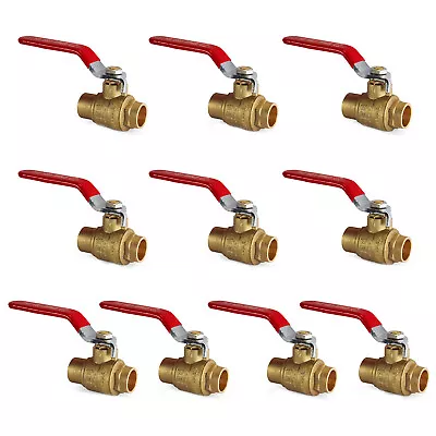 EFIELD  10PCS 1/2 Inch Sweat Brass Full Port Shut-off Ball Valve For Water GAS • $56.99