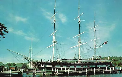 Postcard CT Mystic Seaport Charles W Morgan Wooden Whaleship Vintage PC E5970 • $2