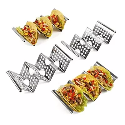 4 Pack Stainless Steel Taco Holders Premium Taco Stands Holds 2 Or 3 Tacos Each  • $15.58