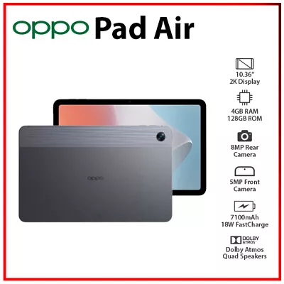 $535 • Buy (Wi-Fi) OPPO Pad Air 10.36” 4+128GB Grey Bluetooth Octa Core Android PC Tablet 