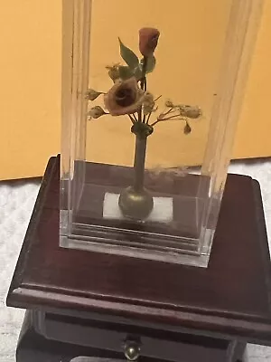 Vintage Clay Roses In Brass Vase Artisan Dollhouse Miniature 1:12 1980’s • $5.99