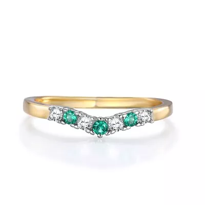 Ladies Ring 9 Carat Gold On Sterling 925 Silver Emerald White Sapphire Ring • £15.95