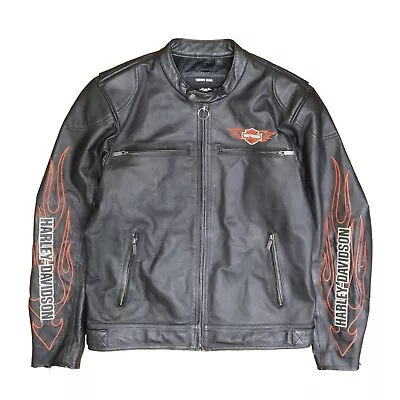 Vintage Harley Davidson Cafe Racer Motorcycle Leather Jacket Size Large Black • $300