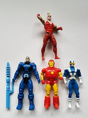 Toy Biz 1991 Marvel Super Heroes Figures Set Iron Man Cyclops Apocalypse Gideon • £9.99