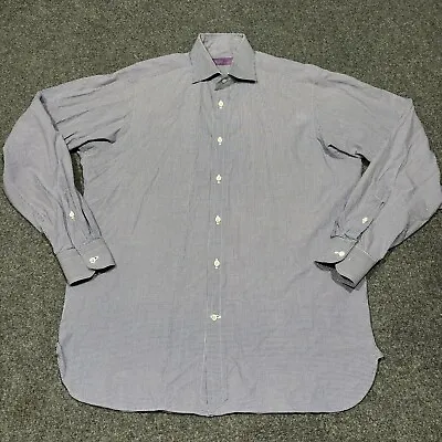 Ralph Lauren Purple Label Shirt Mens 15.5 Blue Purple Check Made In Italy Button • $34.99