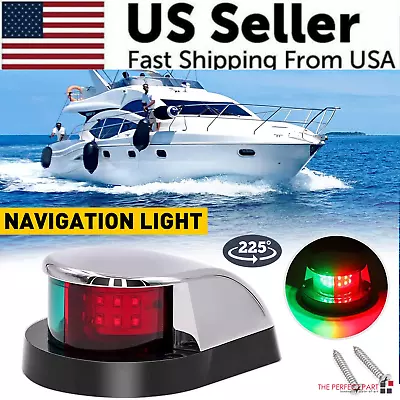 Waterproof Boat Navigation Light LED Bow Marine Front Pontoon Lamp Red Green 12V • $13.89