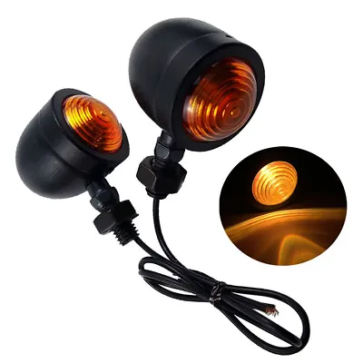 Black Amber Motorcycle Turn Signal Mini Bullet Blinker Lights For Harley Honda • $8.95