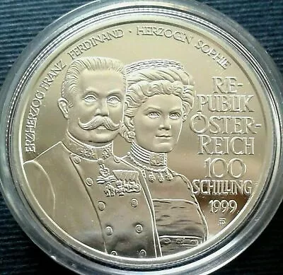 $49 • Buy Austria 100 Schilling 1999, Silver, COA , Franz Ferdinand & Sophie At Sarajevo
