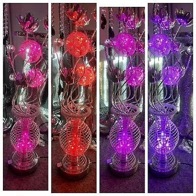 £49.99 • Buy 70cm Silver Aluminium Colour Changing Lighting Flower Vase Style Floor Lamp