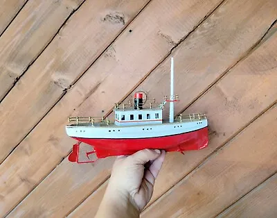 Vintage Staudt Prewar German Tin Toy Wind Up Boat 11  • $149.99
