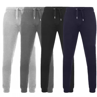 Mens Fleece Cuffed Slim Fit Bottoms Track Pants Joggers Jogging Trousers S-5XL • £7.99