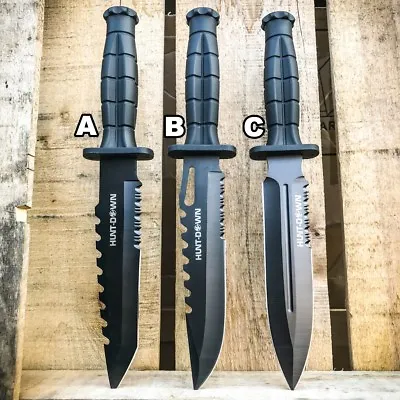 12  BLACK TACTICAL BOWIE SURVIVAL HUNTING KNIFE MILITARY DAGGER Fixed Blade NEW • $12.30