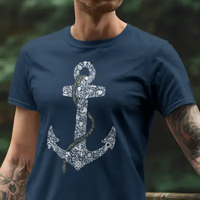 £7.99 • Buy Pirate Anchor T Shirt - Sailor T Shirt -  7 Colour Options - Small To 5XL