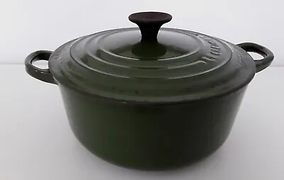 Le Creuset Casserole Dish Green Cast Iron 20cm Round With Lid • £39.99