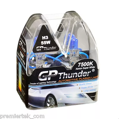 GP Thunder II 7500K H3 Xenon Halogen Light Bulb 55W Pair Super White • $13.90