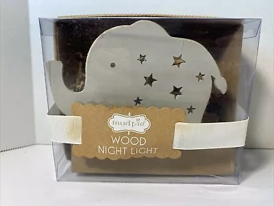 NEW NIB Mud Pie Elephant Wood Wooden Night Light For Baby Nursery Or Child READ • $8