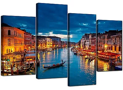 Large Blue Venice Italy Canvas Wall Art Pictures Set XL 130cm - 4068 • £54.39