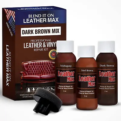 Leather Max Dark Brown Mix - Vinyl And Leather Repair Kit - Restorer Of Your ... • $21.49