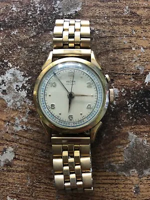 Vintage VULCAIN CRICKET Mens Alarm Wristwatch 10K R.G.P Rolled Gold Plate Filled • $999.99