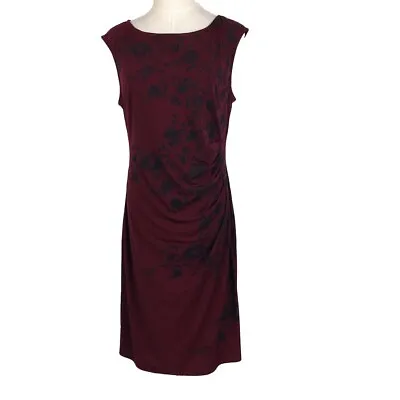 £13.03 • Buy J Howard Sheath Dress 14 Red Floral Lined Polyester Knee Length 36x39