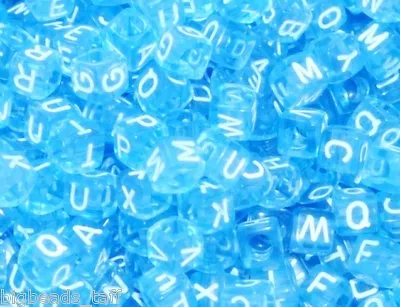 500pcs 6mm Cube Blue Mixed Alphabets  Letters Acrylic Beads • £4.99