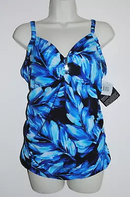 NWT Womens MIRACLESUIT Sz 16 Trimshaper Aspen Bella Blue/Multi Tankini Swim Top • $29.99