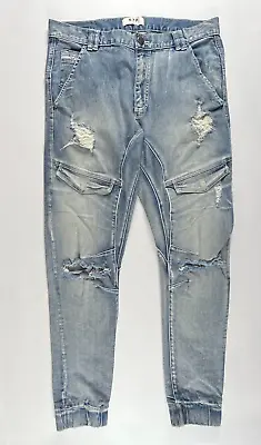 Nena & Pasadena NxP Blue Cuffed Jogger Tapered Jeans Men's W34  L29  • $26.09
