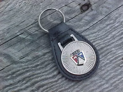 1950s FORD CREST LEATHER KEY FOB VINTAGE BLUE OVAL NOS CUSTOM-MADE HI-QUALITY • $15