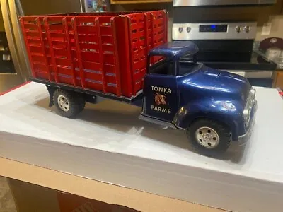 Original 1957 Tonka Farms Stake Truck - Blue And Red • $198.50